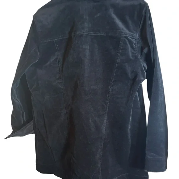 Denim & Company D Co Velour Trucker Button Down Jacket Size Large - Picture 5 of 7